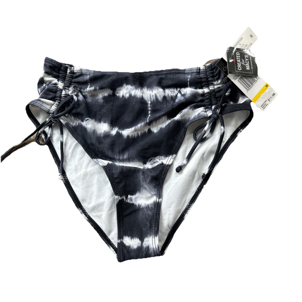 California Waves Black White Tie Dye High Waist Bikini Bottom MY21329BB Womens M